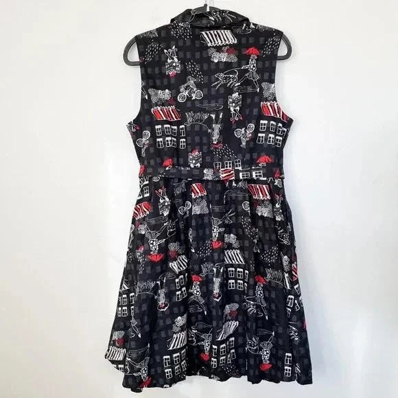 ModCloth Community Brunch Belted Sleeveless Shirt Dress XL Black - Picture 7 of 13